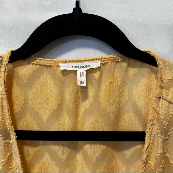 Boho Chic Beachy Butter Yellow Sheer Tie Front Kimono Cover Up Size 3X - Picture 2 of 4